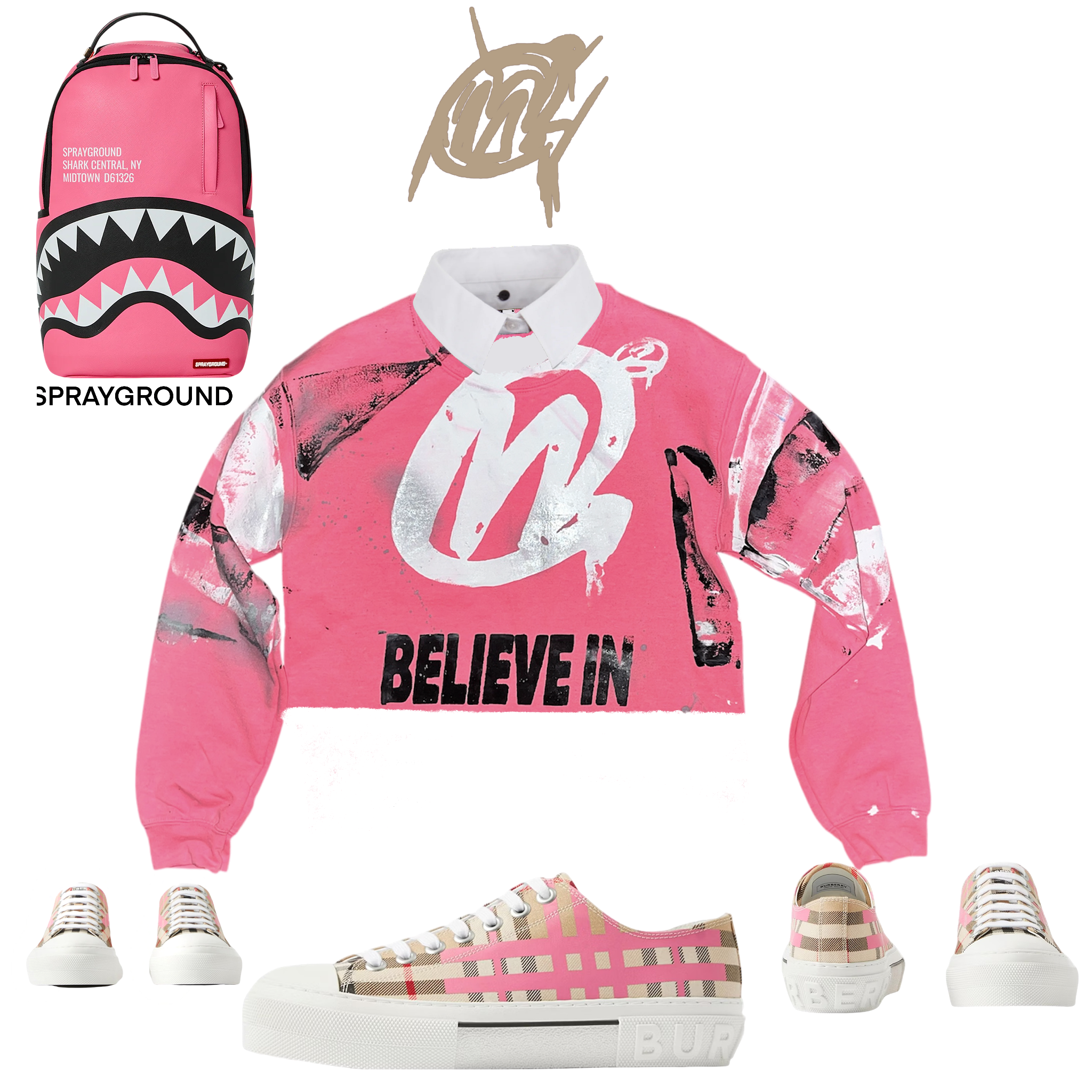 Crop Og Pink Graffiti Sweater